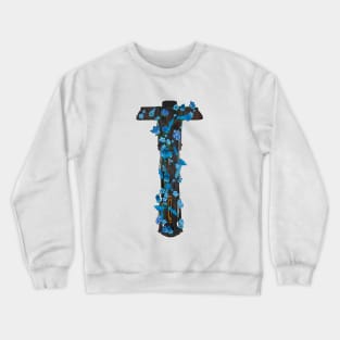 ben's saber with blue flowers - reylo Crewneck Sweatshirt